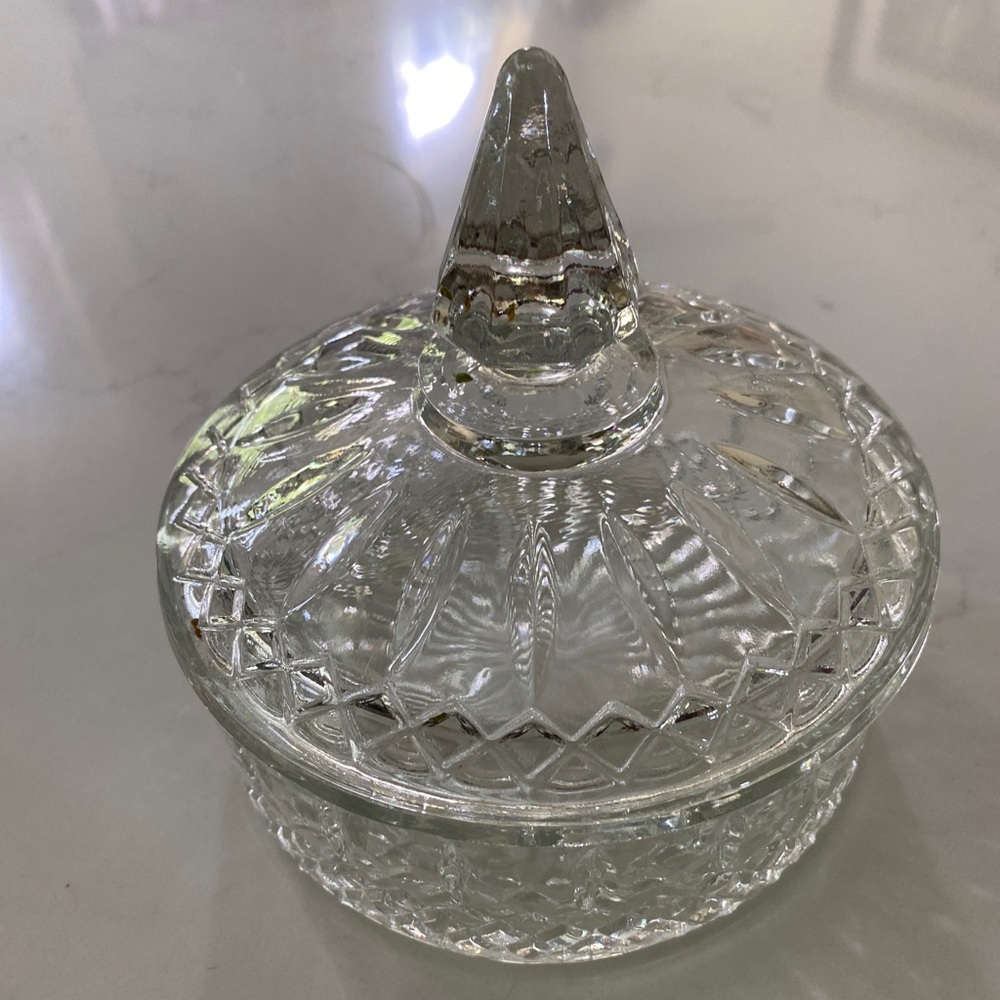 Glass lidded Round candy dish